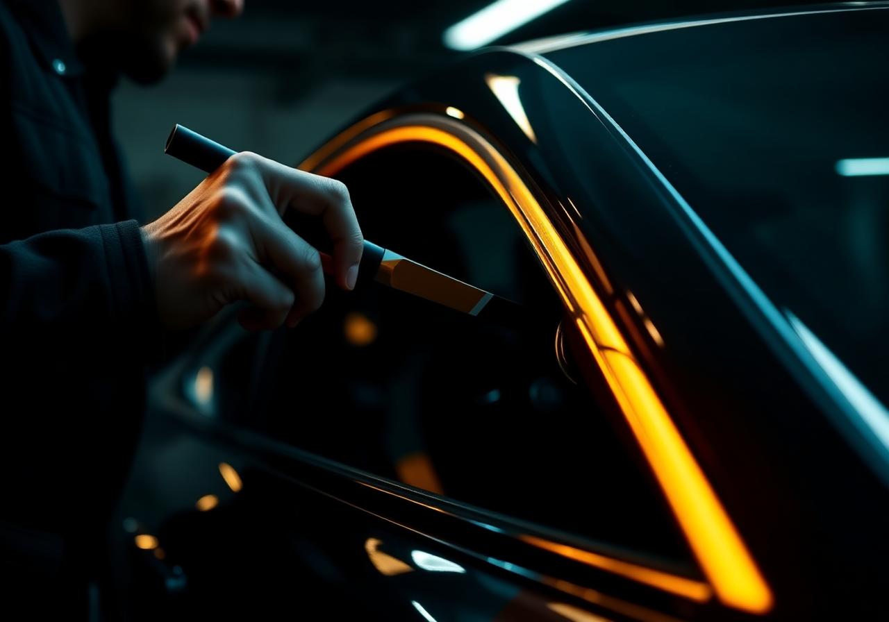 Technician installing ceramic window tint