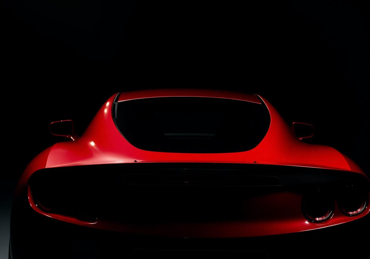 Red sports car rear view with dark tint