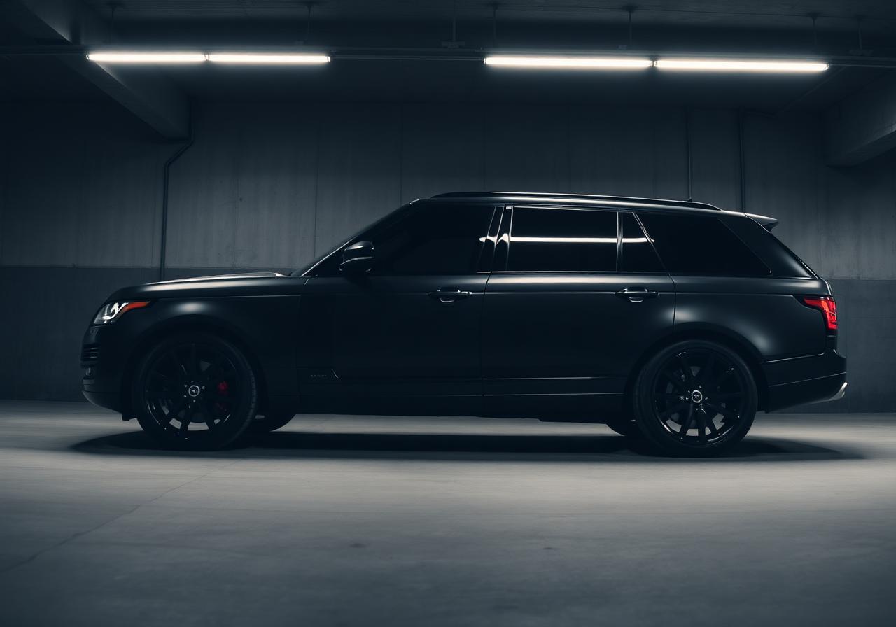 Matte black luxury SUV with dark ceramic tint
